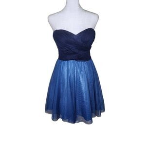 Vintage Y2K Strapless Cocktail Mini Dress Juniors Size 3 Blue Sweetheart